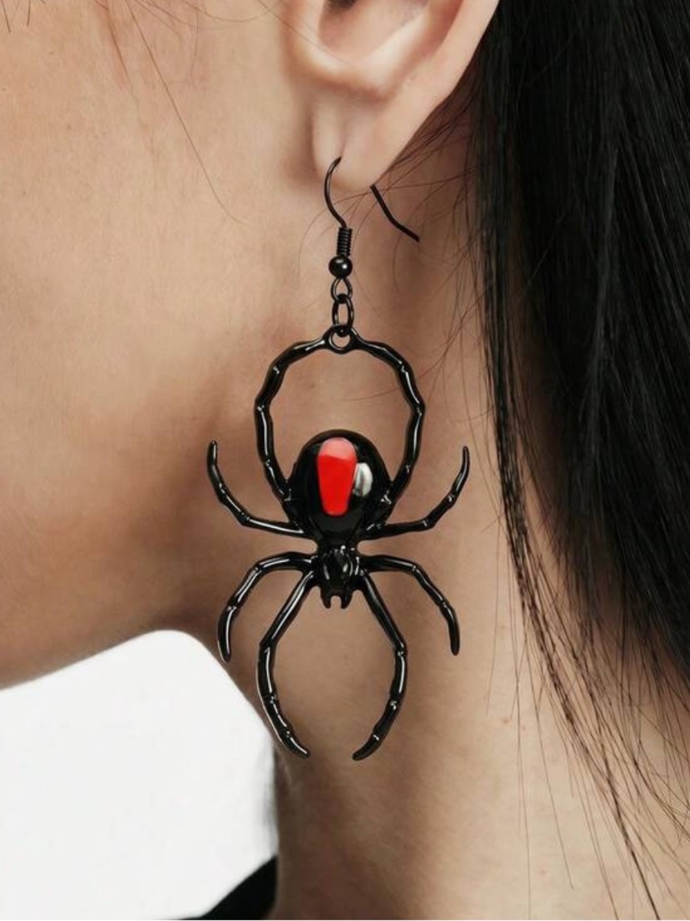 Big black Gothic Halloween Black Spiders drop earrings